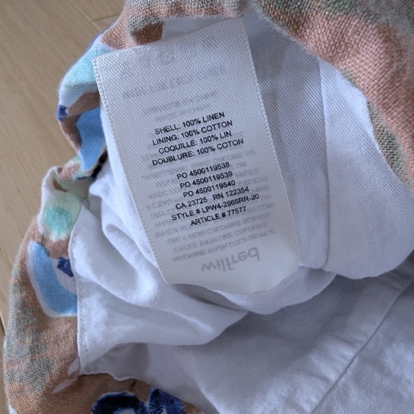 Aritzia WILFRED Fatale Camisole Ruched Floral Tube Top 100% Linen No Straps - Picture 9 of 10